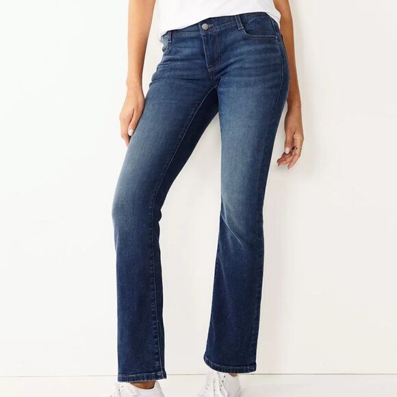 New! Nine West Santa Monica Bootcut Mid Rise Bootcut Curvy Blue Jeans Sz 6/27 - Picture 1 of 13